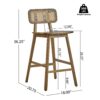 Bari - Indoor Wood Barstool Set Rubberwood And Rattan - Walnut - Image 3