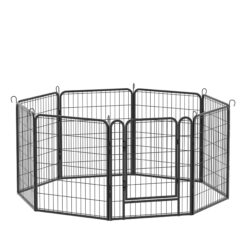 53.94" 8 Panels Heavy Duty Metal Playpen With Door, Dog Fence Pet Exercise Pen For Outdoor, Indoor - Black