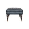 Buffalo - Leather Ottoman With Castor Legs - Brown / Teal - Image 4