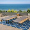 Waterloo - Chaise Lounge With Attached Wood Side Table (Set of 2) Adjustable Eucalyptus Wood And - Gray / Black - Image 4