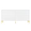 Modern Wood Sideboard Cabinet With Carved Door Panels, Adjustable Shelves, And Sturdy Metal Legs - White - Image 15