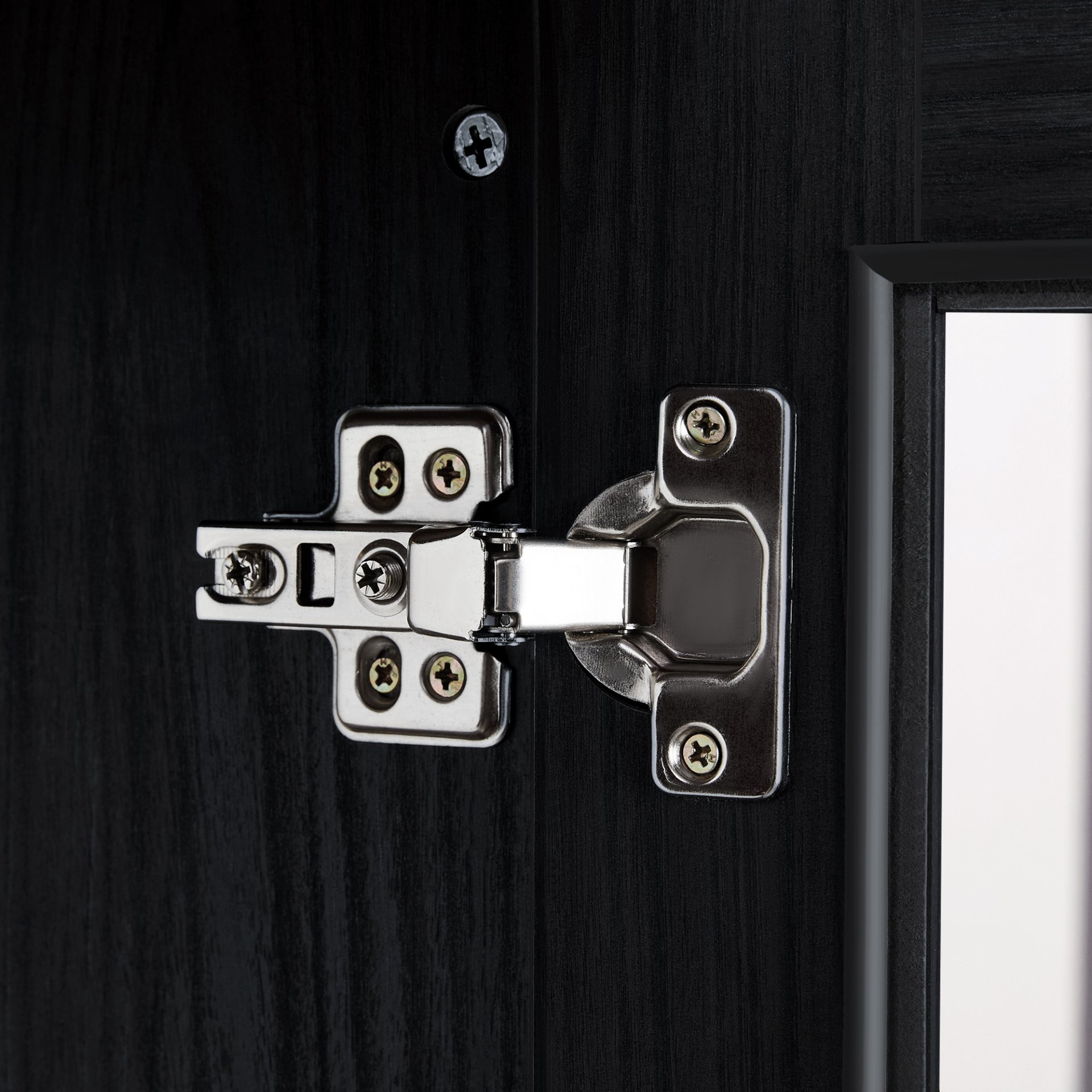 Modern Style Tall Display Cabinet With LED Lighting, Tempered Glass Door, 2 Drawers - Black - Image 14