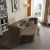 Floor Sofa With 2 Pillows, Convertible Plush Corduroy Foam Filled Sleeper Sofa Bed - Coffee - Image 5