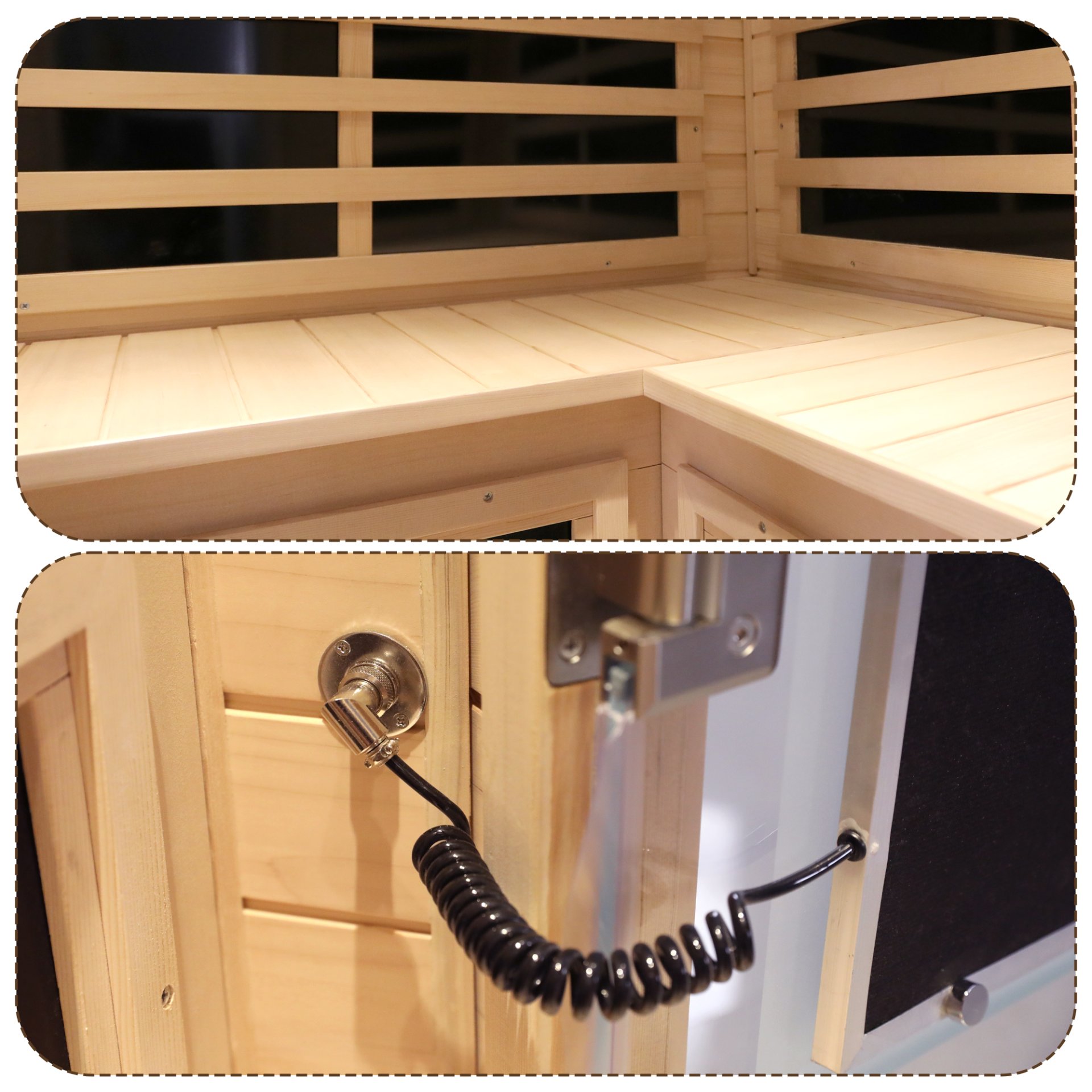 Low Emf Front Door With Heating Panel 2 Persons Hemlock Far Infrared Corner Indoor Sauna Room - Natural - Image 11