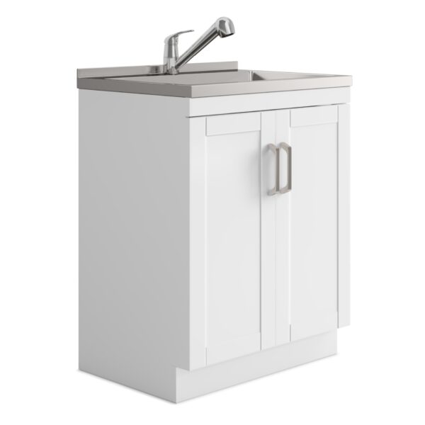 Kyle - Laundry Cabinet &Faucet And Stainless Steel Sink - White