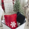 Velvet Pillow With Embroidered Joy And Frosty Snowflake, For Christmas Halloween Holiday Decor (Set of 2) - Black White - Image 9
