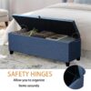 Extra Long Storage Ottoman Entryway Bench With Flip Top Storage Chest With Padded Seat Bed End Stool For Hallway Living Room Bedroom - Blue - Image 6