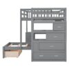 Full Over Twin Bunk Bed With Desk, Drawers And Shelves - Gray - Image 9