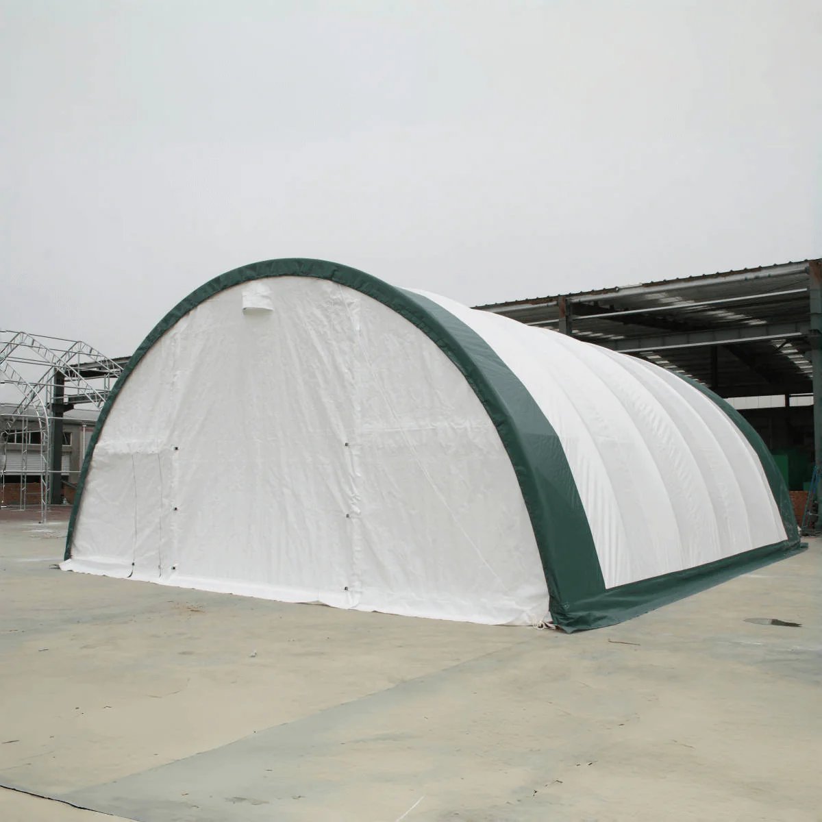 Single Truss Arch Storage Shelter PE - White / Green - Image 3