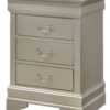 Louis Phillipe - 3 Drawer Nightstand - Silver Champagne - Image 6