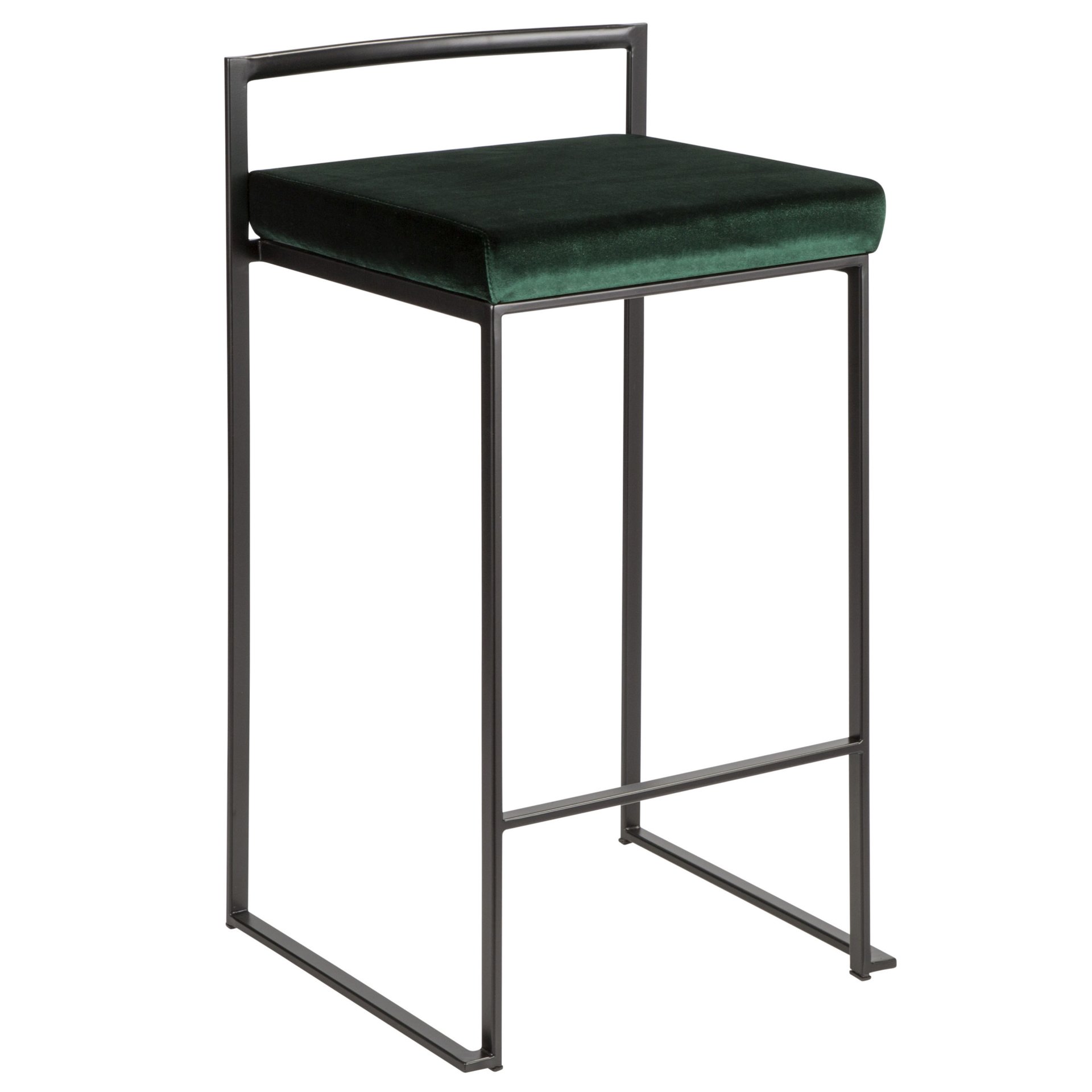 Fuji - Contemporary Stackable Counter Stool (Set of 2) - Black / Green - Image 2