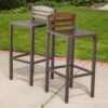 Outdoor Barstool With Slat Panel Design (Set of 2) - Dark Brown - Image 5