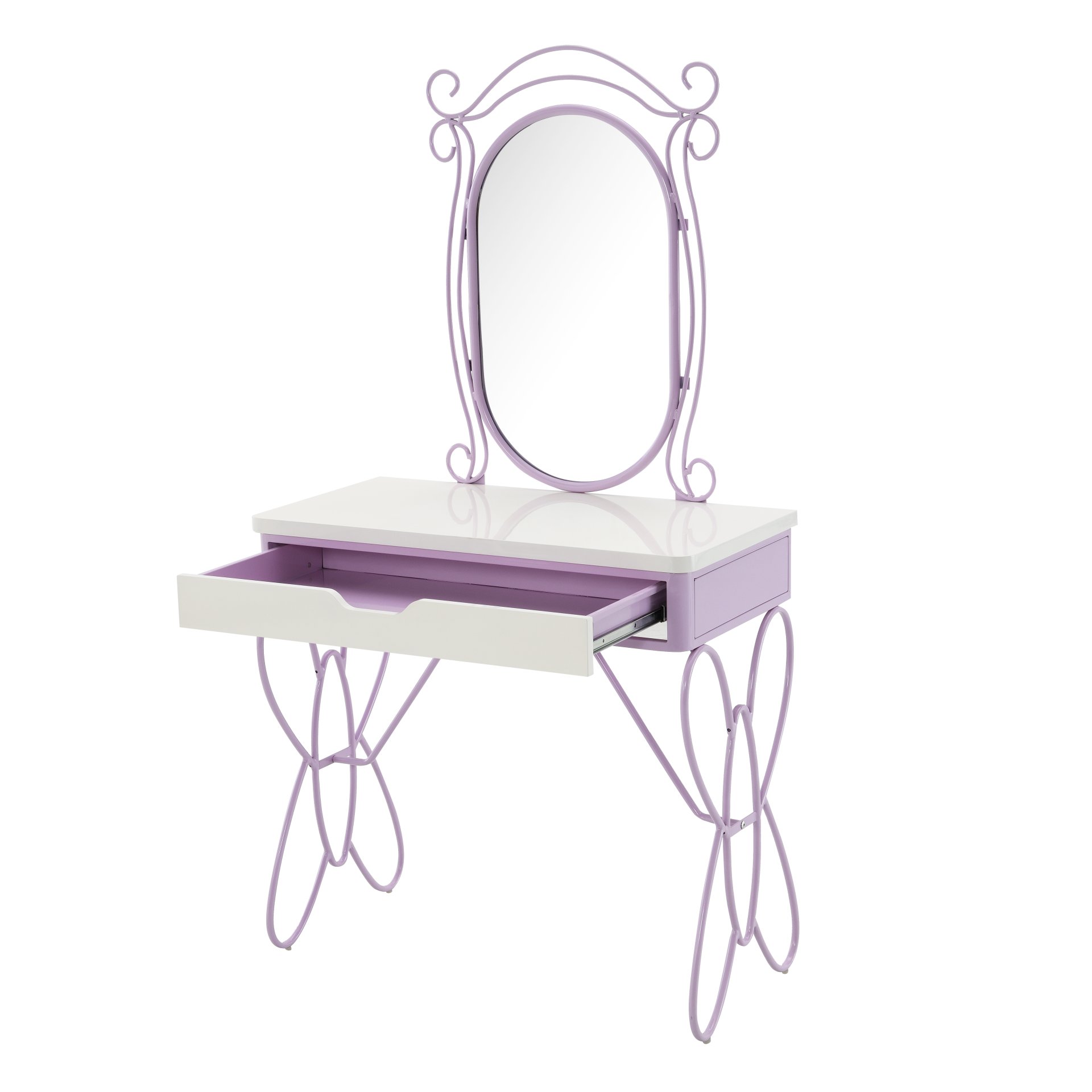 Priya II - Synthetic Leather Vanity Set - White / Purple - Image 5