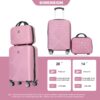 2 Piece Luggage Sets Lightweight Suitcase, Spinner Wheels, (20/14) - Pink - Image 3