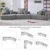 Oversized Modular Sectional Sofa, Luxury Boucle Floor Couch Set, Convertible Sleeper Couch, Spacious Foam-Filled Sofa Bed, 3 Piece Free Combination - Gray - Image 9