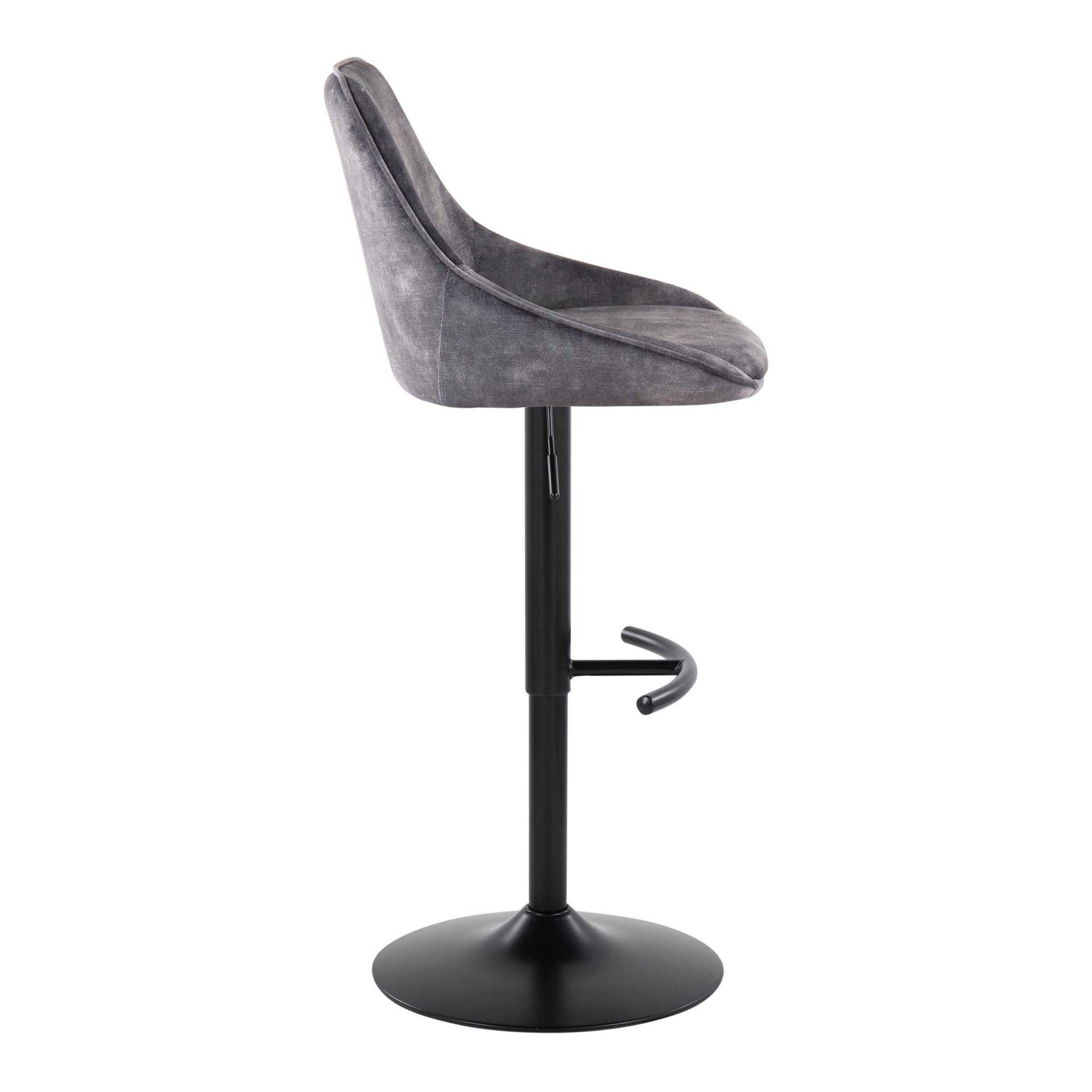 Diana - Contemporary Adjustable Barstool With Swivel With Rounded T Footrest (Set of 2) - Black / Gray - Image 3