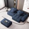 Modern Oversized Modular Sectional Sofa With Ottoman, Seat, Chaise Lounge And Armrest, Sparkling Chenille Fabric Soft Cushion Sofa With 4 Pillows, 4 Pieces Diy Combination Tufted Sofa, No Assembly Required - Blue - Image 8