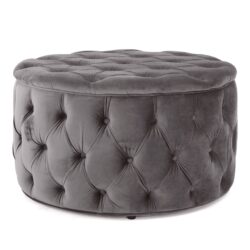Modern Velvet Ottoman Footstool With Plush Cushioning - Gray