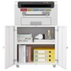 Metal Printer Stand With Storage Mobile Printer Tables For Small Spaces With Door Adjustable Shelf File Cabinet On Wheels For Home Office - White - Image 17
