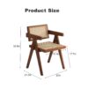 Modern Mid Century Dining Chairs (Set of 2), Rattan Accent Chairs, Comfy Armchairs, Outdoor Wood Chairs With Armrest - Walnut - Image 3
