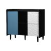 Modern Sideboard Buffet Cabinet With Red Doors And Unique Panel Styling - Black - Image 19