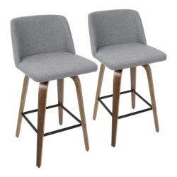 Toriano - Mid-Century Modern Counter Stool (Set of 2) - Gray / Walnut