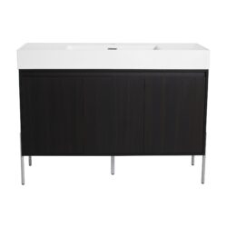 Freestanding Bathroom Vanity With Resin Sink And Storage Cabinet - Dark Oak