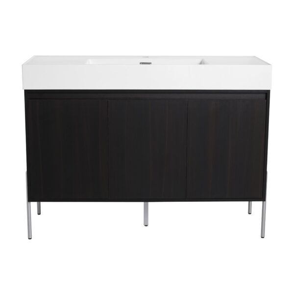 Freestanding Bathroom Vanity With Resin Sink And Storage Cabinet - Dark Oak