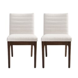 Stylish Mid Century Modern Dining Chair Set With Channel Stitching (Set of 2) - Light Beige