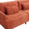Mid Century Modern Chenille Fabric Loveseat Sofa With Wood Feet, 2 Seat Upholstered Couch - Orange - Image 16