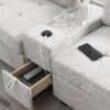 Sectional With Acrylic Table Top U Shaped Couch Set With 2 Consoles USB Charger, Storage Drawers And Pockets Movable Ottoman Tufted Sofa - Light Gray - Image 11