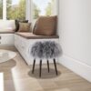 Alberta - Mongolian Sheepskin Round Ottoman - Dimensional Gray - Image 5