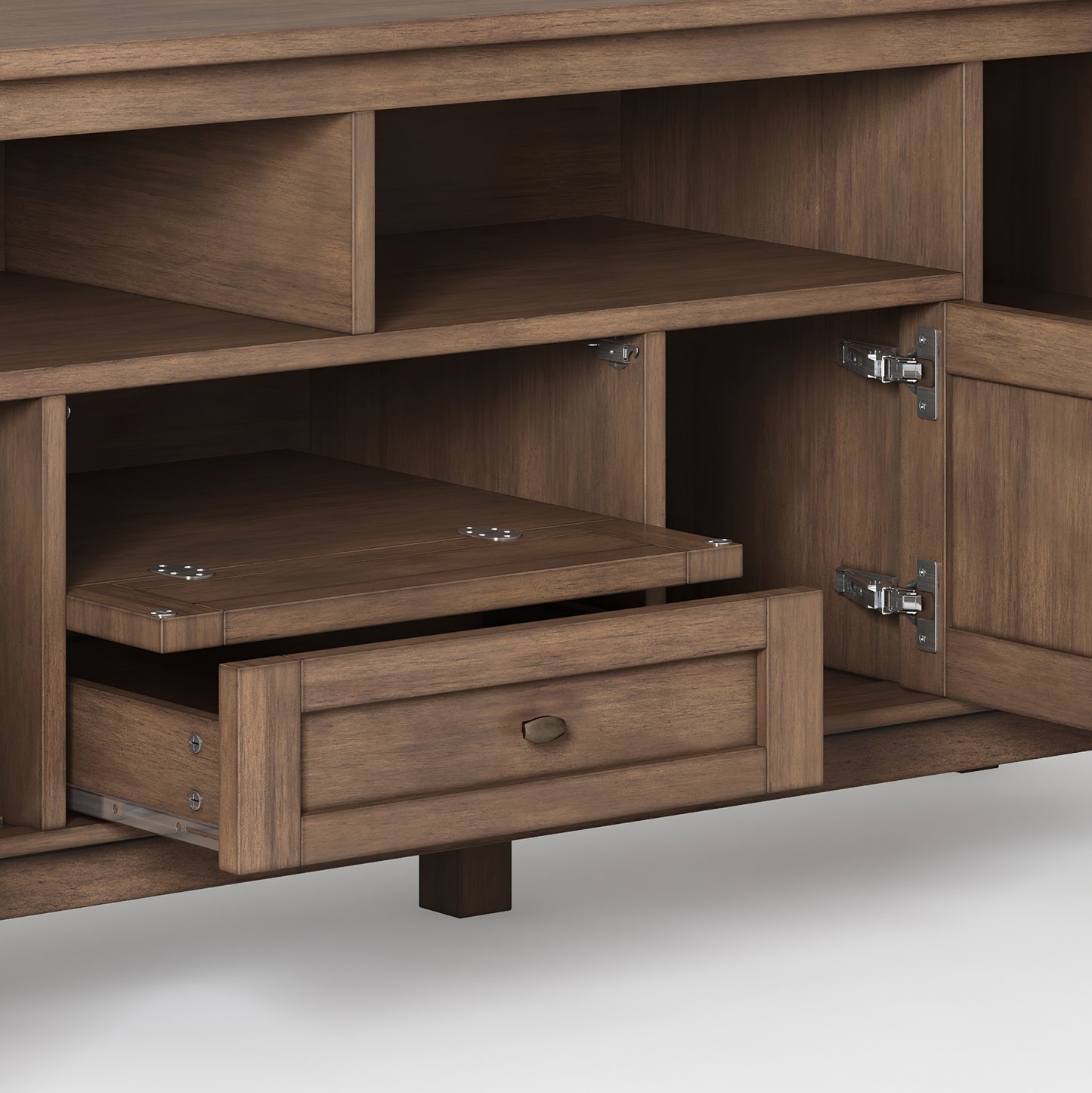 Warm Shaker - TV Media Stand - Rustic Natural Aged Brown - Image 4