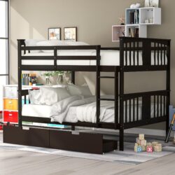 Full Over Full Bunk Bed With Drawers And Ladder For Bedroom - Espresso