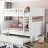 Full Over Full Bunk Bed With Twin Size Trundle, Guardrails - White - Image 19