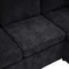 Modern L Shaped Sectional Sofa Bed With Hidden Storage Chenille Upholstery - Black - Image 15