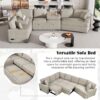 L-Shaped Sofa Sectional Sofa Couch Pull-Out Sofa Bed With Charging Devices And Cup Holders For Living Room - Beige - Image 5