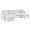 Modern U-Shape Modular Sofa, 6 Seat Chenille Sectional Couch Set With 2 Pillows Included, Freely Combinable Indoor Funiture - White - Image 4