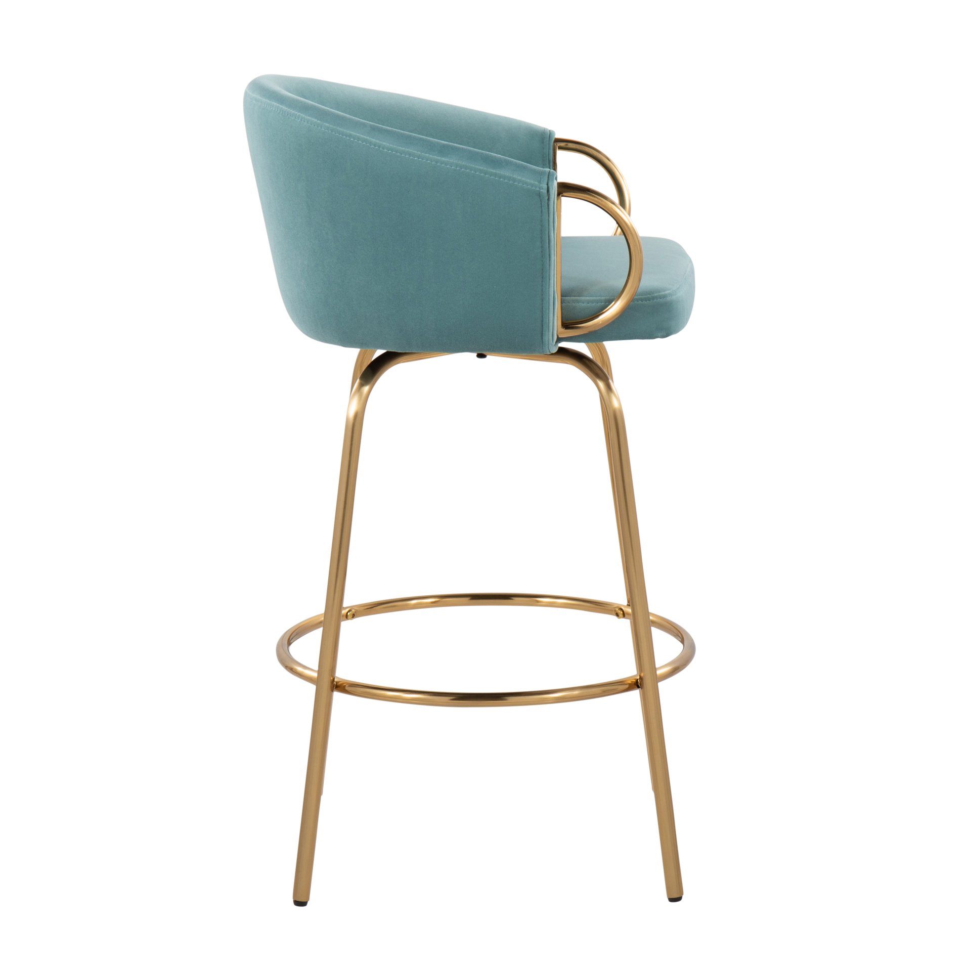 Claire - Contemporary / Glam Counter Stool (Set of 2) - Gold / Light Blue - Image 3