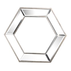 Hexagon Wall Mirror With Contemporary Glass Design, Home Decor Accent Mirror For Living Room, Entryway, Bedroom - Silver