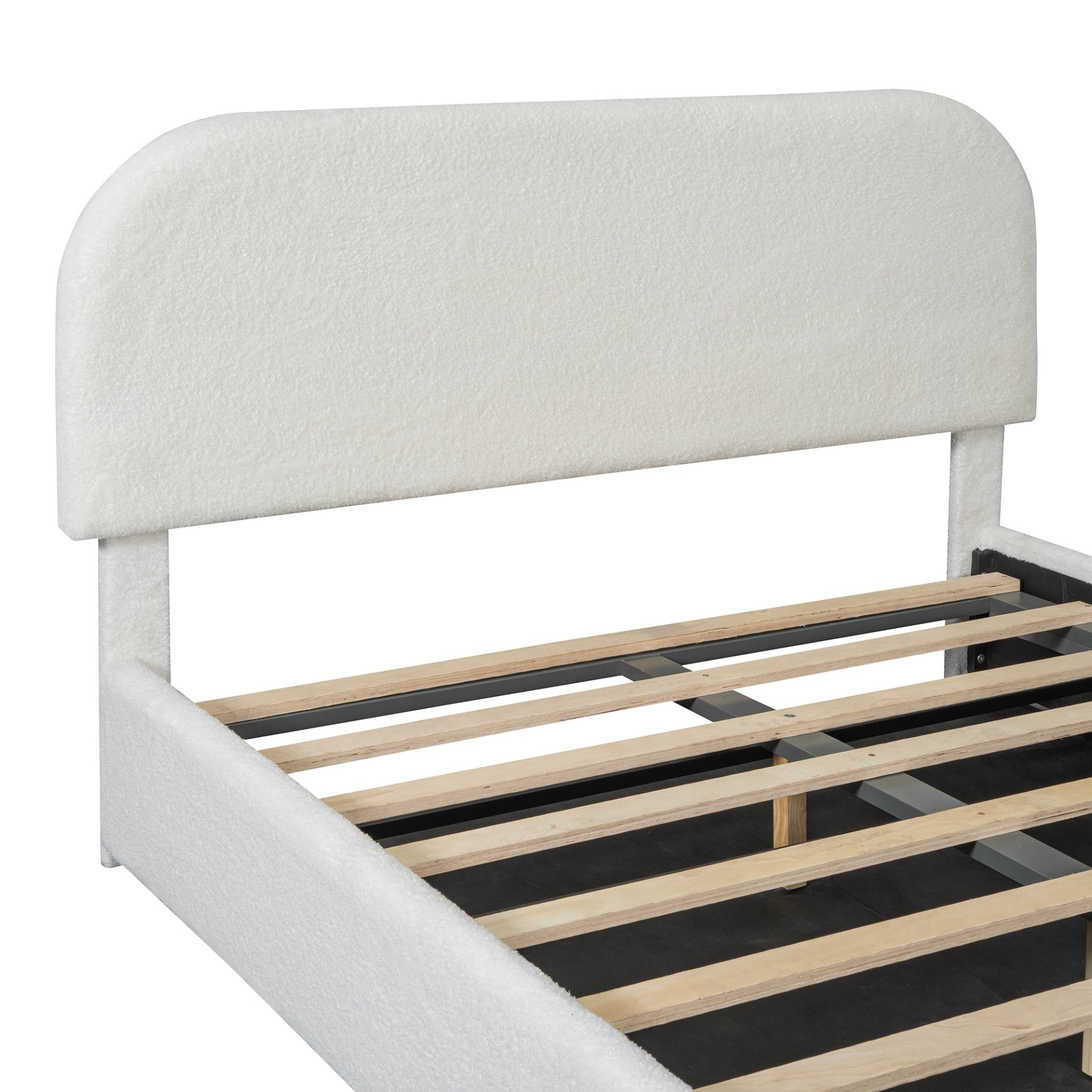 Full Size Upholstered Platform Bed With Hydraulic Storage System - White - Image 7