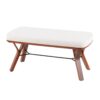 Folia - Mid-Century Modern Bench - Walnut / Cream - Image 3