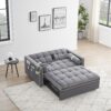 Modern Convertible Sleeper Sofa Couch With Pull Out Bed With Pillows & Side Pockets For Small Space, Living Room - Gray - Image 6