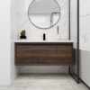 Floating 48" Bathroom Vanity With Resin Sink And Soft Close Doors California Plywood - California Walnut - Image 2