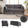 Modern Style Chenille 2 Seater Sofa With LED Light, USB Port, And Storage Bag - Gray - Image 4