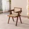 Modern Mid Century Dining Chairs (Set of 2), Rattan Accent Chairs, Comfy Armchairs, Outdoor Wood Chairs With Armrest - Walnut - Image 6