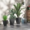 Outsunny - 18", 15.25", 11.75" Tall Planters (Set of 3), Indoor Outdoor Planters With Drainage Holes, Stackable Flower Pots For Garden, Patio, Balcony, Front Door - Gray - Image 2