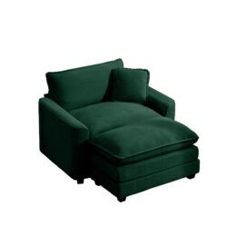 Classic Modern Comfortable Single Chair Deep Seat Sofa With Footstool Living Room & Bedroom - Green