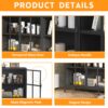 Modern Heavy Duty Metal Sideboard Buffet Cabinet With Storage, Adjustable Feet, Glass Doors, Steel - Black - Image 7