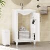 Modern Small Bathroom Vanity Cabinet With Ceramic Basin, Ample Storage, 1 Soft-Close Door - White - Image 4